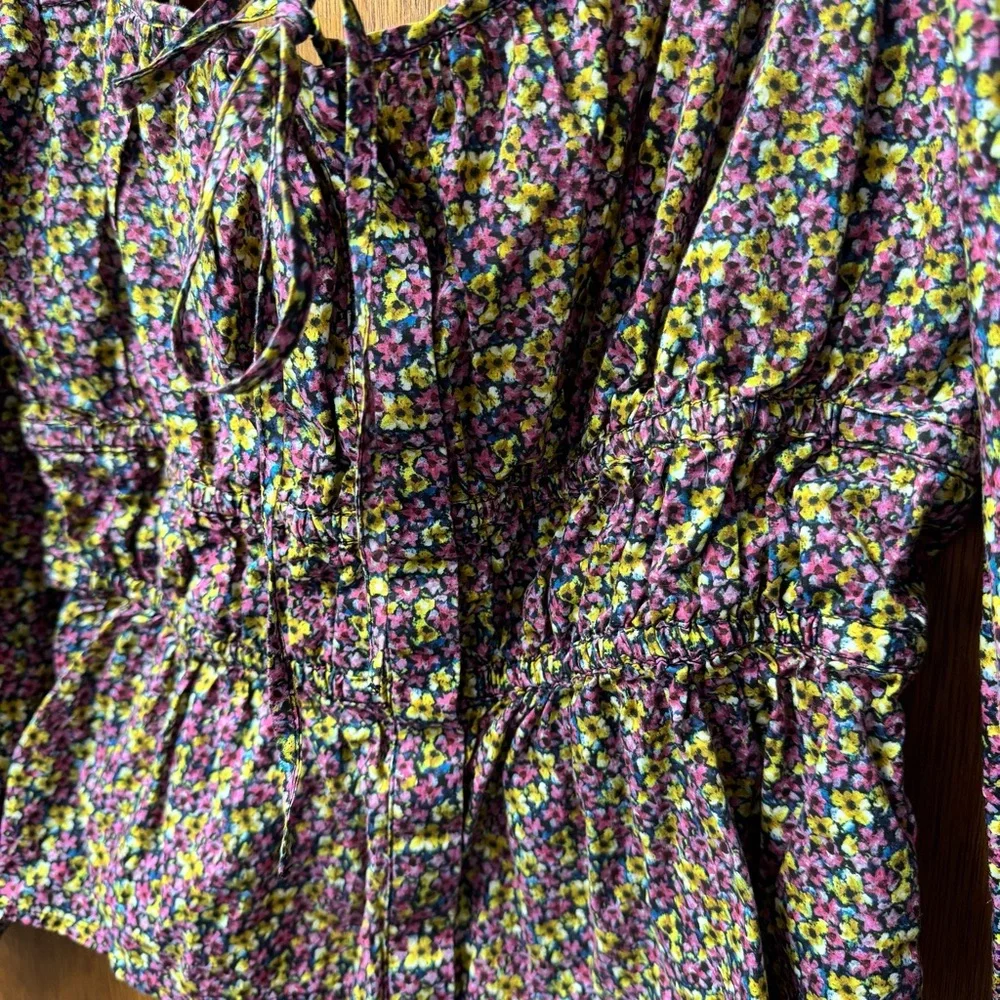 J. Crew Cinched-Waist Organic Cotton Top Liberty Fabric Busy Izzy Floral 12